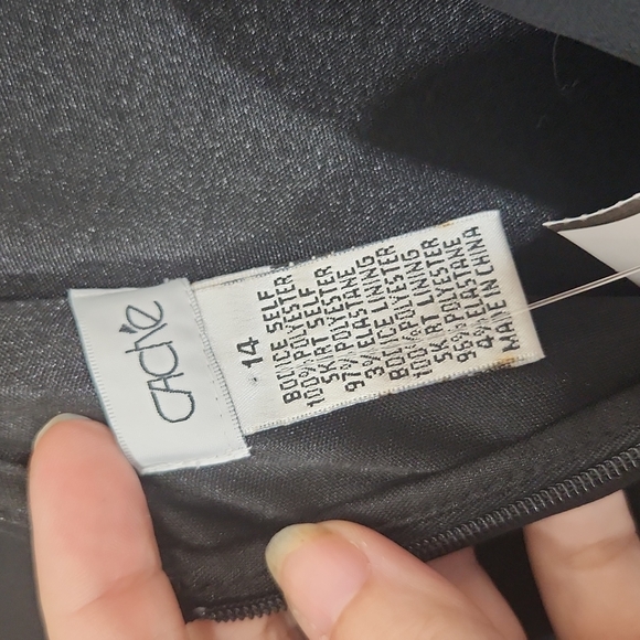 Cache Black/Silver Sequined Cold Shoulder Dress SZ 14 - Picture 7 of 7